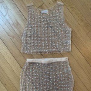 Beach Bunny Pearl Mesh Top & Skirt Set